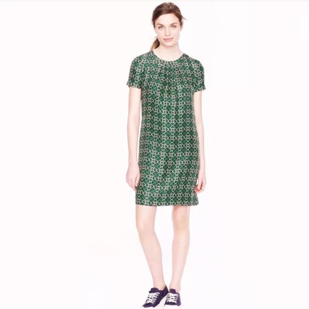 J. Crew Green Patterned Dress